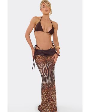EGO Ruched Maxi Skirt - Brown