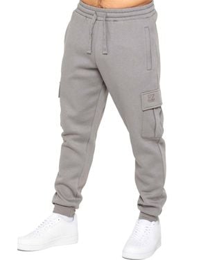 Enzo Regular Fit Fleece Cargo Joggers - Grey