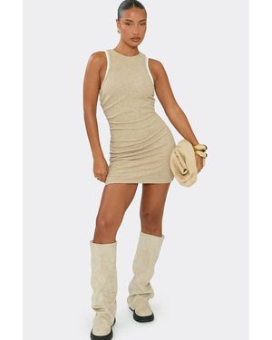 EGO Sleeveless Ruched Mini Dress - Natural