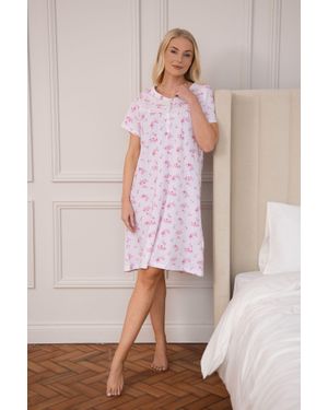 CAMILLE Lightweight 100% Cotton Short Sleeve Summer Nightdress - Pink