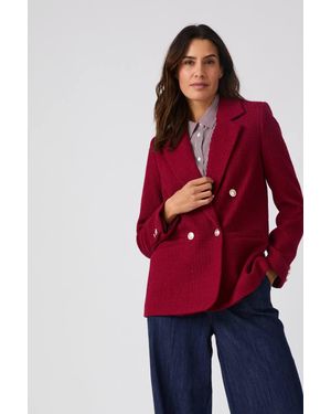 DAMART Boucle Woven Blazer, Regular Fit, Hip Length - Red