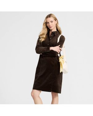 Lands' End Petite Flared A-Line Corduroy Shirt Dress - Black
