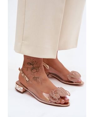 Love Lace Plastic Everyday Sandals With 2.5Cm Heel - Natural