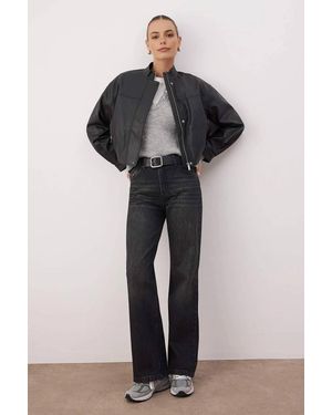 WOVCOR Faded Effect Vintage High Waist Wide Leg Jeans - Grey