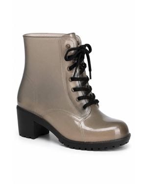 Spot on Lace Up Block Heel Ankle Boots - Brown