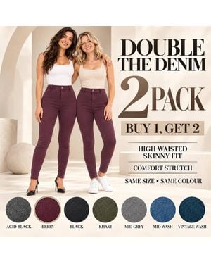 Smart Living High Waisted Skinny Fit Stretch Denim Jeans 2 Pack - Purple