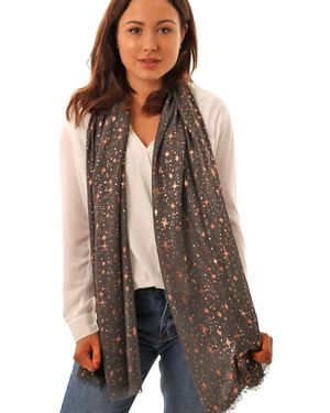 SARTA Rose Star Burst Lightweight Foil Scarf - Brown