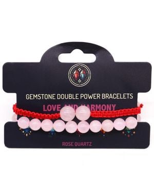 KDMD Gemstone Double Power Bracelets- Rose Quartz - Blue