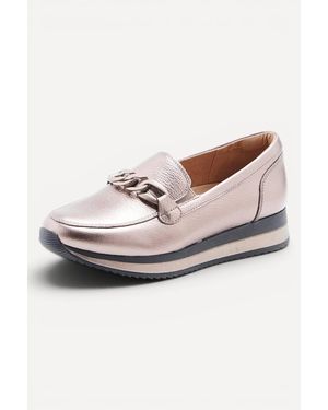 DAMART Metallic Leather Loafers - Natural