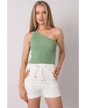 Love Lace One Shoulder Ribbed Acrylic Top - Green