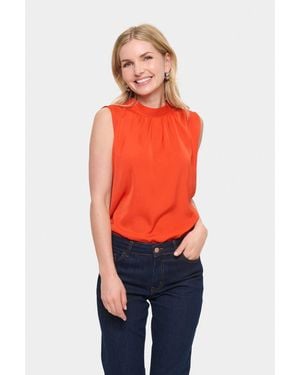 Saint Tropez Aileen Sleeveless High Neck Top - Red