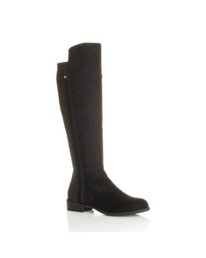 AJVANI Low Heel Chelsea Riding Calf Boots - Black