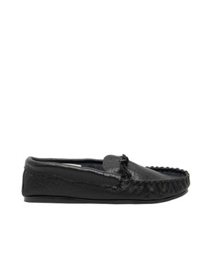 Mokkers Gordon Softie Leather Moccasin Slippers - Black
