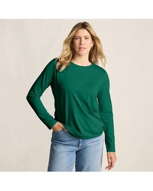 Lands' End Petite Supima Long Sleeve Crew Neck T-Shirt - Green