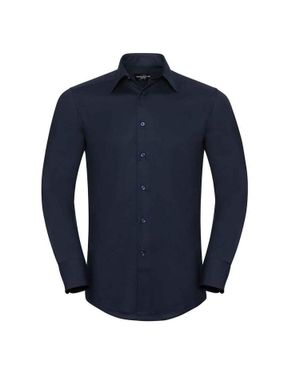 Russell Collection Oxford Tailored Long-Sleeved Formal Shirt - Blue