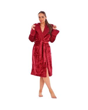 Keanu Shimmer Sherpa Fleece Dressing Gown - Red