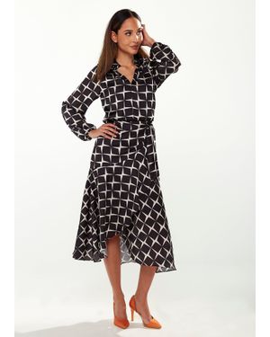 Liquorish Graphic Print Midi Dress - White