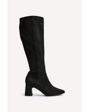 Linzi Slate Faux Suede Knee High Boot - Black