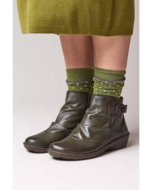 Moshulu 'Bourbon 2' Slouchy Leather Ankle Boots - Green