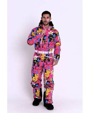 OOSC 1 Trippy Hippy Ski Suit Print Relaxed Fit Regular Length Suit - Red