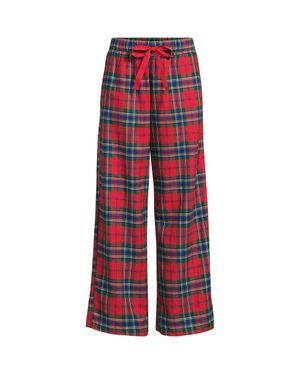Lands' End Plus Pure Cotton Flannel Wide Leg Pyjama Bottoms - Red