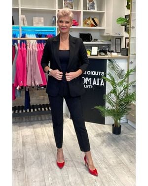 Love Lace Winter Cotton Collared Buttoned Blazer With Pockets - Black
