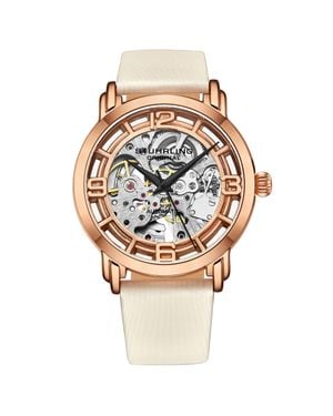 Stuhrling Winchester Automatic Skeleton Watch With Satin Twill Strap - Metallic