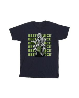 Beetlejuice Pose Cotton T-Shirt - Blue