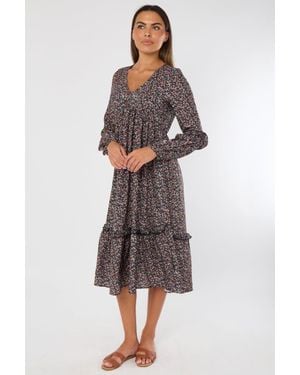 ELAINA FASHION Ditsy Floral Midi Dress - Multicolour