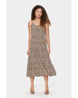 Saint Tropez Eda Spaghetti Straps A-Line Midi Dress - Natural