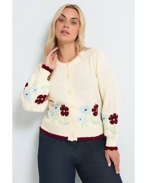 Yours Floral Button Through Cardigan - White