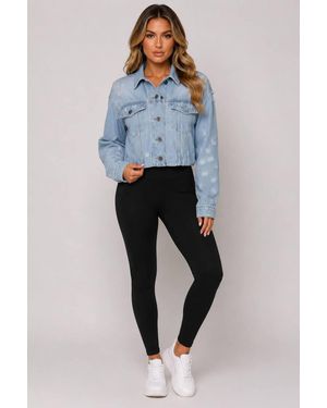 Stylewise Distressed Detail Cropped - Blue