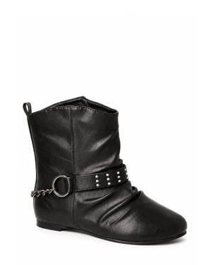 Spot on Children's Studded Strap Slouch Boots - Black