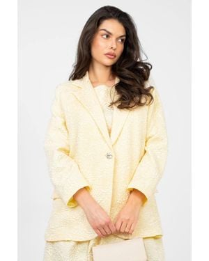 Love Lace Elegant Floral Embossed Blazer With Texture - Natural