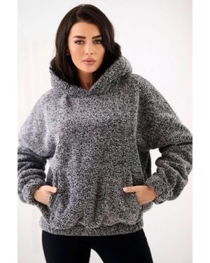 Love Lace Casual Teddy Bear Hooded Sweatshirt - Grey
