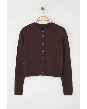 WOVCOR Long Sleeve Regular Fit Knitted Cardigan - Brown
