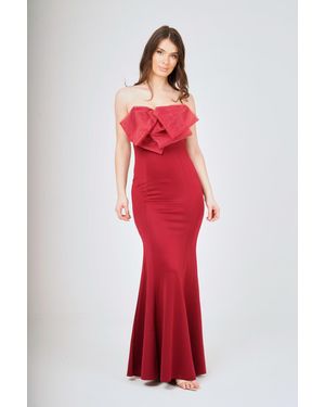 LuvForever Fashion Off- Shoulder Bow-Tie Maxi Dress - Red