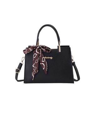 MODISHION Classic Tote Bag With Removable Scarf Decor - Black