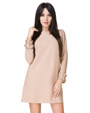Love Lace Elegant Mini Trapeze Cocktail Dress With Drape - Natural