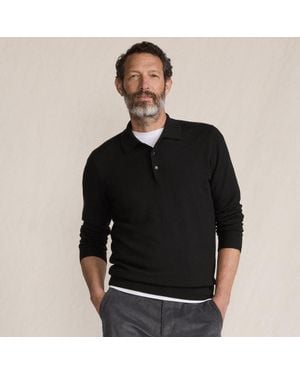 Lands' End Merino Wool Polo Jumper Top - Black