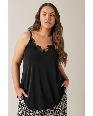 Evans Lace Trim Cami Top - Black