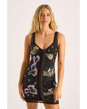 Nasty Gal Celestial Placement Beaded Mini Dress - Black