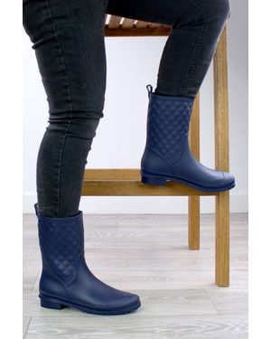 AJVANI Wellies Quilted Wellingtons Calf Boots - Blue