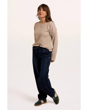 Brakeburn Bolderwood Waffle Stripe Long Sleeve T-Shirt - Blue