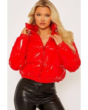Stylewise Faux Leather Puffer - Red