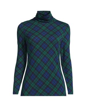 Lands' End Plus Cotton-Modal Roll Neck Top - Green