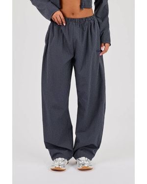 CERNUCCI Check Barrel Leg Trouser - Blue