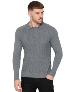 Enzo Waffle Knit Jumper - Grey