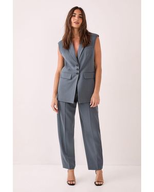 Nasty Gal Barrel Leg Tailored Trousers - Blue