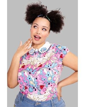 Hell Bunny Loulou Semi Fitted Sweet Blouse - Multicolour